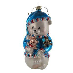 1998 Blown Glass Cubby Bears Ornament 6" Santas Best handcrafted Christmas decor